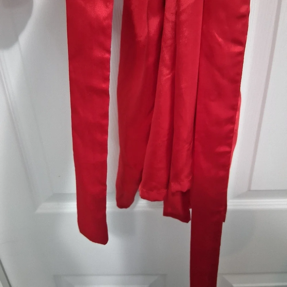 Vintage Red Dragon Kimono Robe Embroidery And Waist Tie
